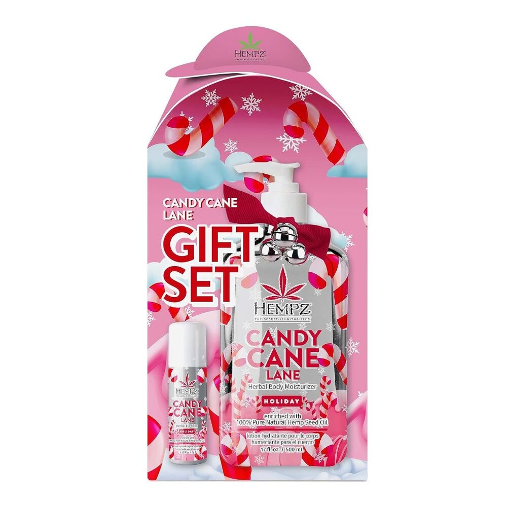 Hempz Candy Cane Lane Herbal Body Moisturizer and Lip Balm Gift Set